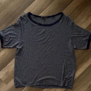Brandy Melville Navy & White Striped Short Sleeve Tee